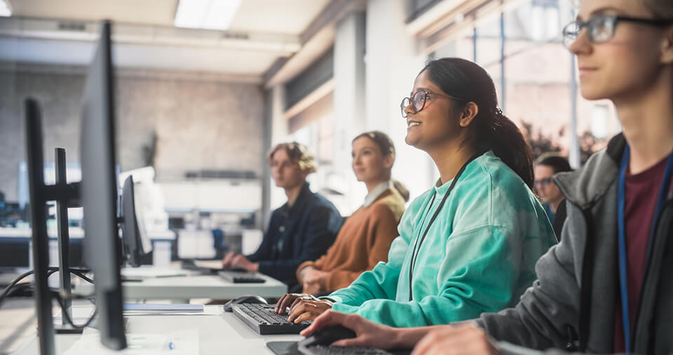 image of a college study group