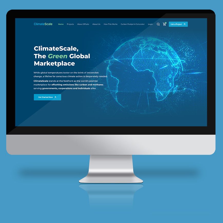image of computer monitor with ClimateScale Home Screen